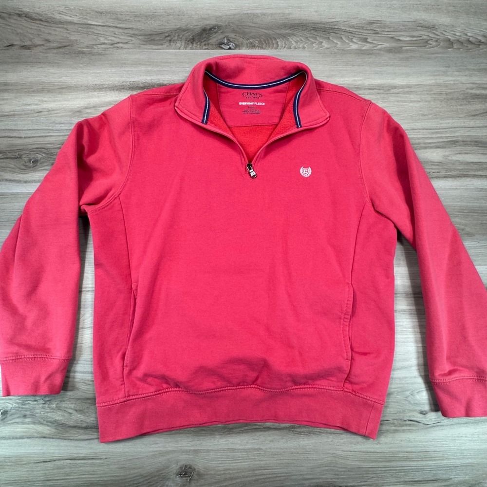 Chaps Everyday Fleece Quarter Zip Pullover Sweatshirt Men's Large‎ Coral Pink